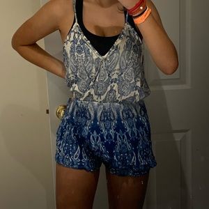 Vintage Havana blue patterned romper